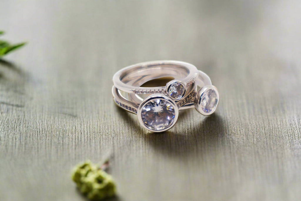 Harmony Gemstone Trio Ring Set