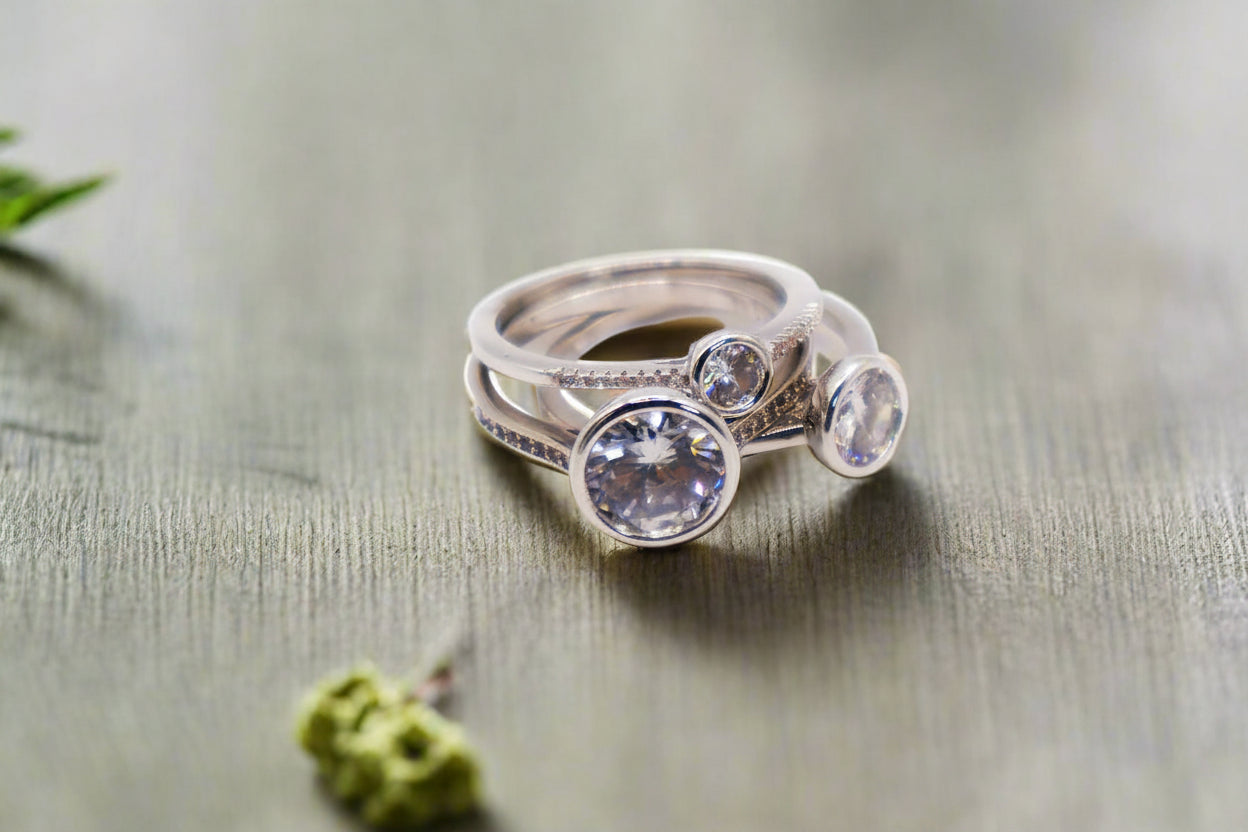 Harmony Gemstone Trio Ring Set