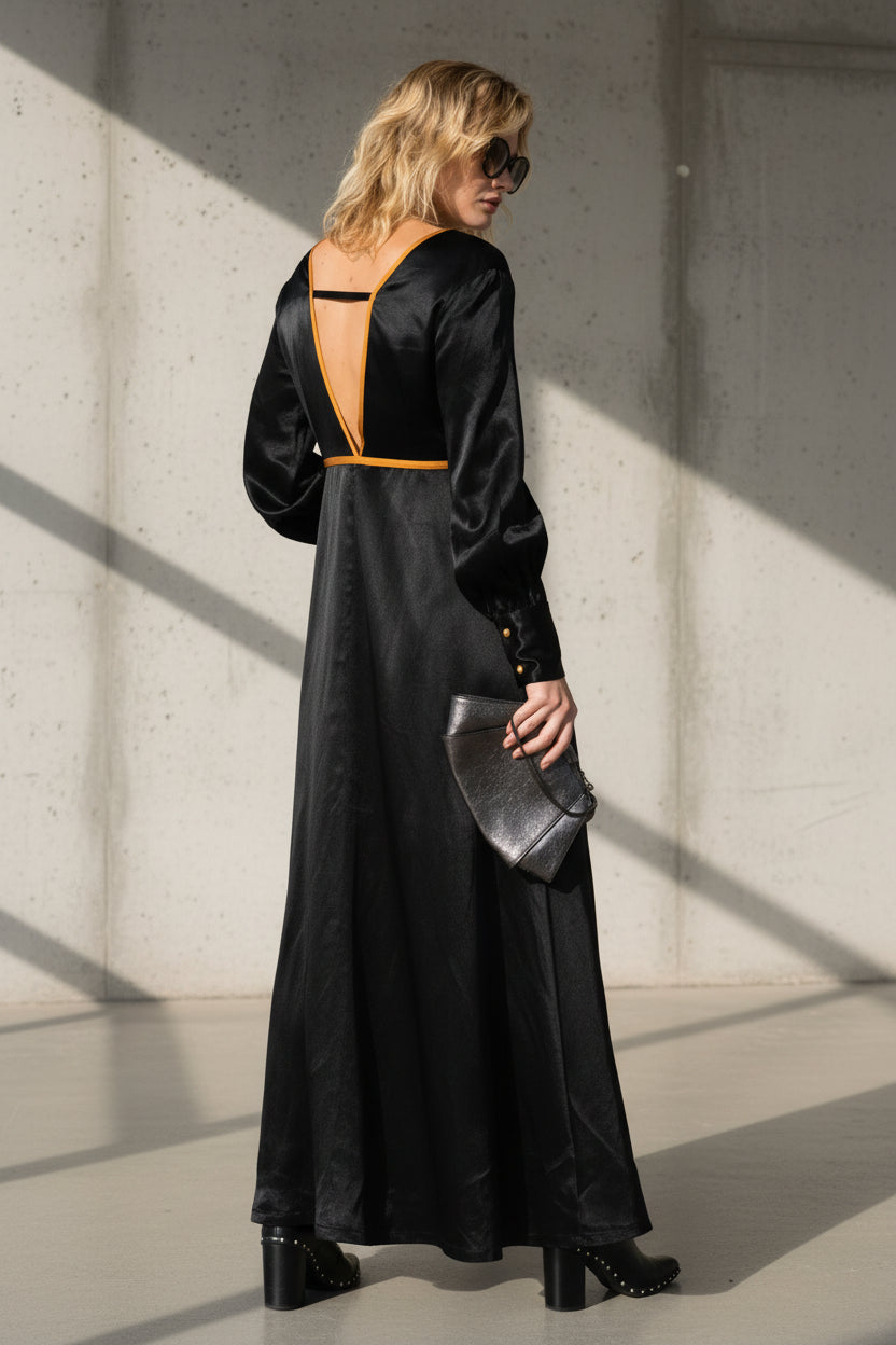 Adrienne Black Silk Dress Luxury Black Silk Evening Dress