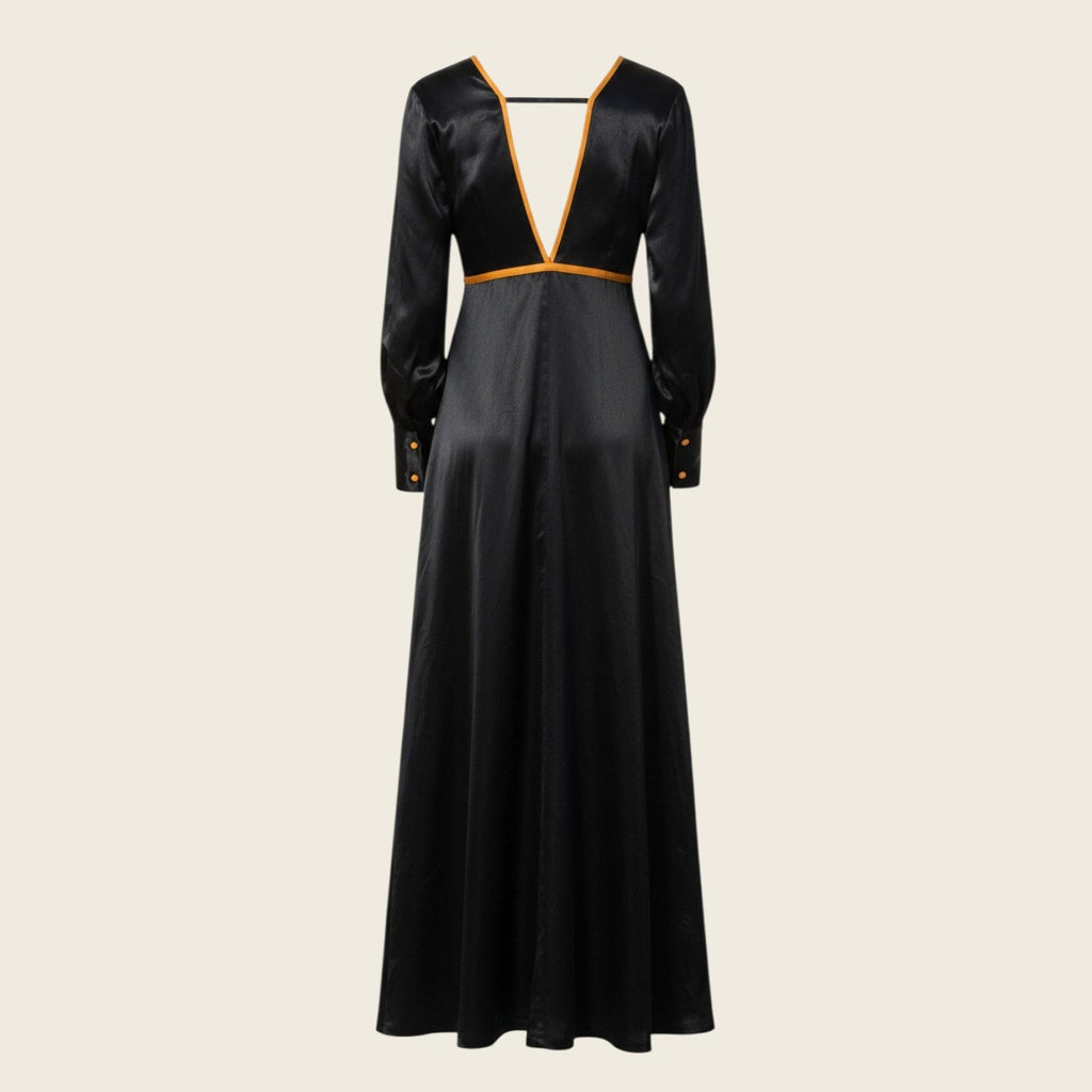 Adrienne Black Silk Dress Luxury Black Silk Evening Dress