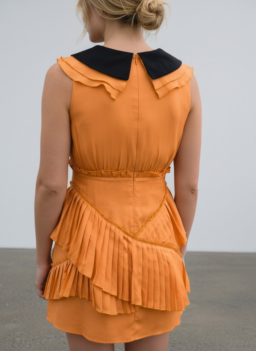 Camille Mini Silk Dress Women's Luxury Orange Mini Dress
