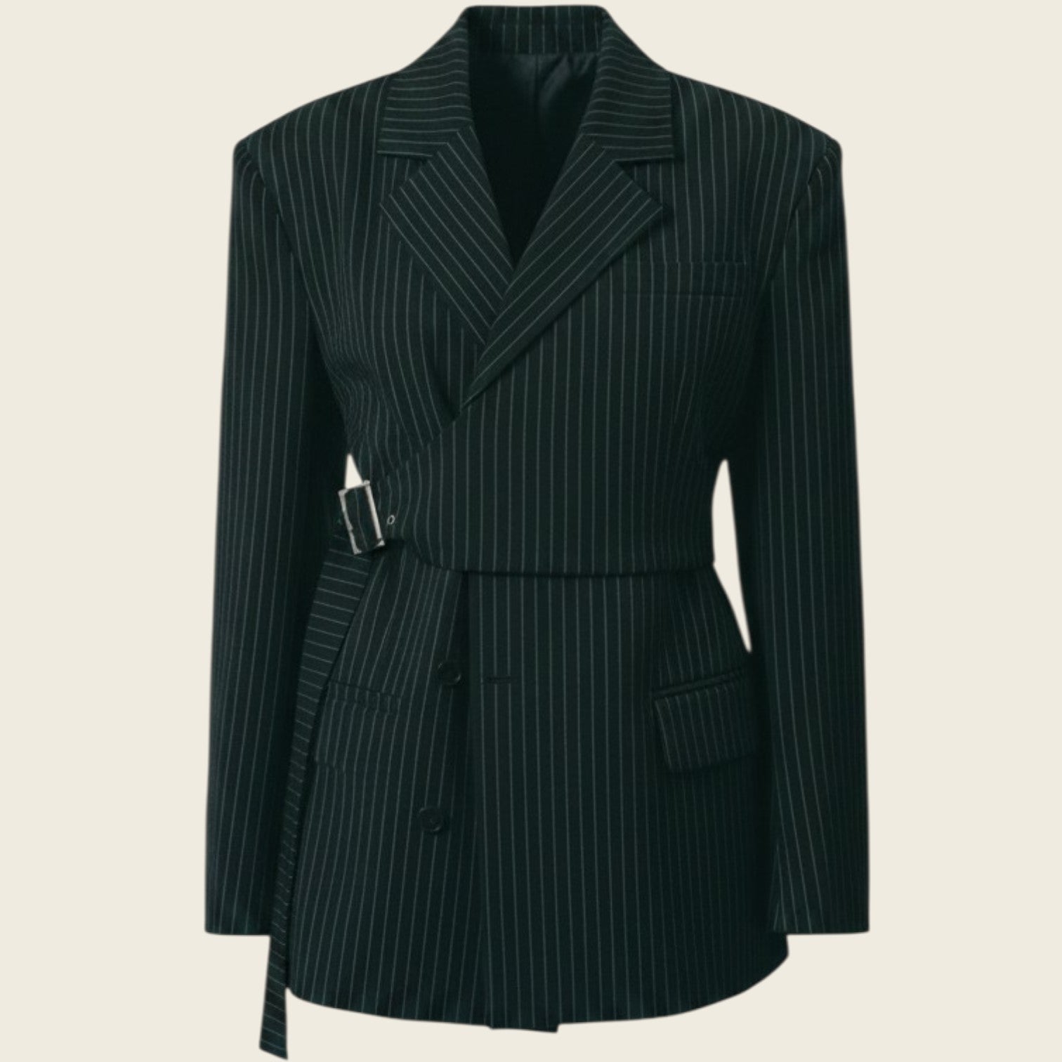 Luna Noir Pinstripe Blazer Women's Luxury Pinstripe Blazer